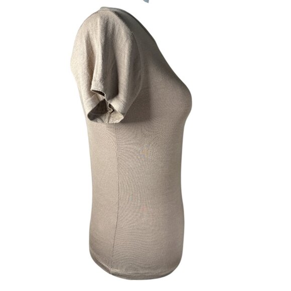 Eterne Fitted Crewneck Short Sleeve T-Shirt in Taupe Small New Womens Tee Top - Picture 7 of 13